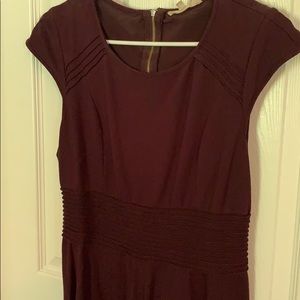 Dark maroon, cap sleeve dress.